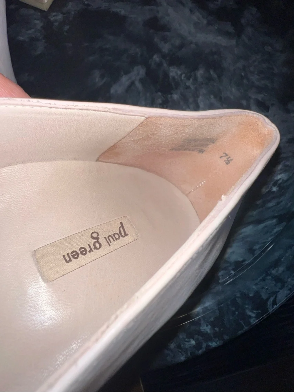 Paul Green Ozzie Leather Pump Heel Slip-On Beige Nude Leather Gold Chain - Picture 8 of 14